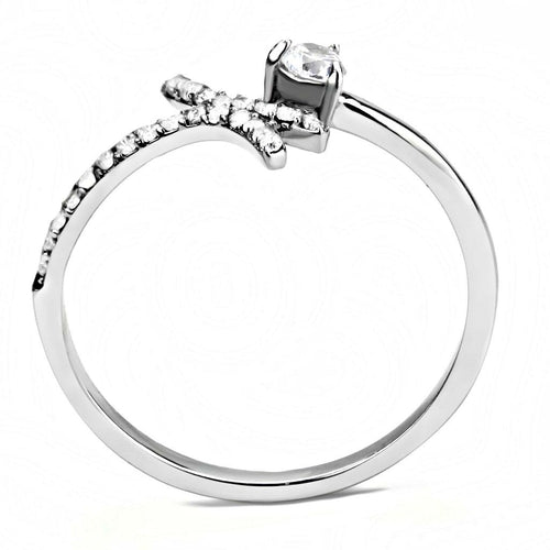 Silver ring with a central gemstone and smaller stones on a white background