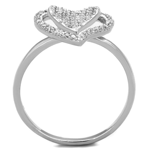 Heart-shaped diamond ring on a white background
